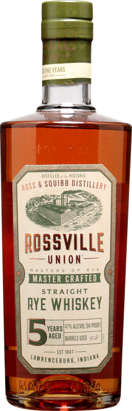 ROSSVILLE UNION Straight Rye Whiskey 5 YO