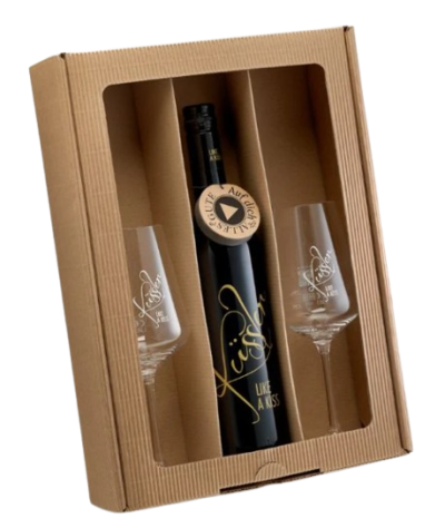 Cuvée Like A Kiss mit Geschenkverpackung, 2 Gläsern + Geburtstagssong
