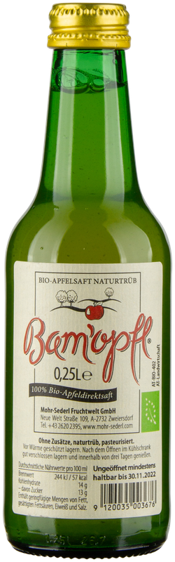 BAM'OPFL Apfelsaft Naturtrüb bio